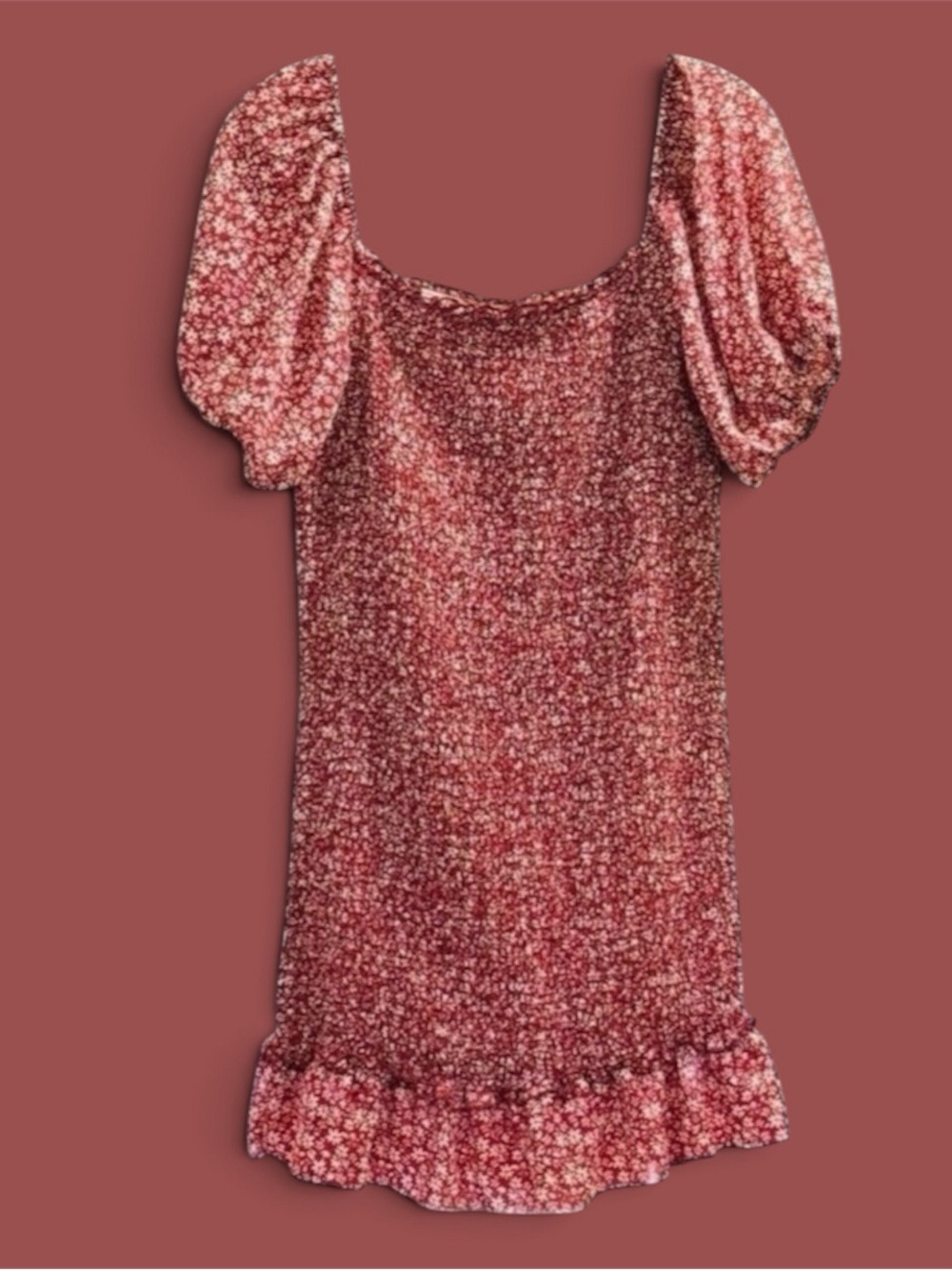 Buckle Willow and Root Floral Smocked Women’s Dress Mauve Ivory Size Medium